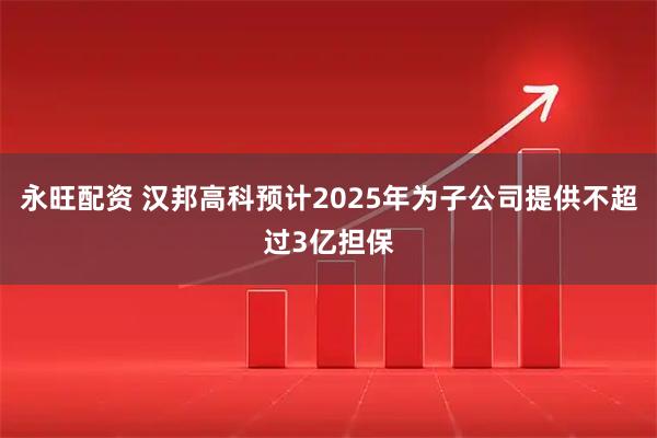 永旺配资 汉邦高科预计2025年为子公司提供不超过3亿担保