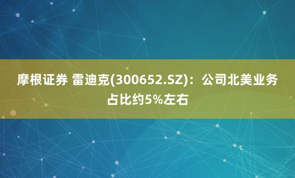 摩根证券 雷迪克(300652.SZ)：公司北美业务占比约5%左右